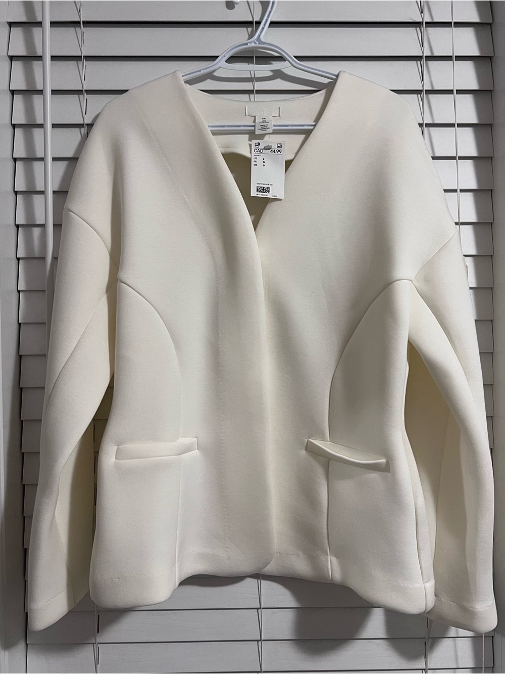 H&M BrandNew Cream Structured V-Neck Blazer